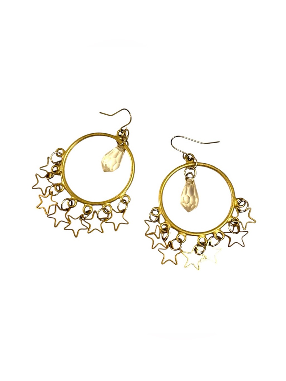 Handmade Gold Star Dangly Earrings